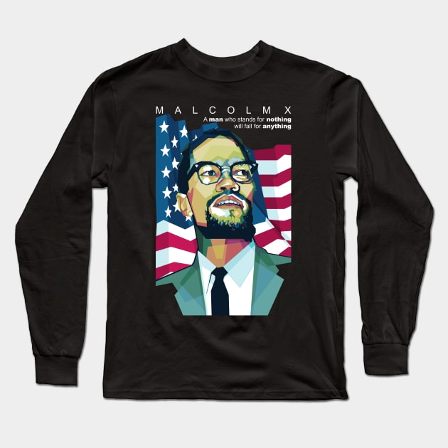 Malcolm X quotes Long Sleeve T-Shirt by Alkahfsmart